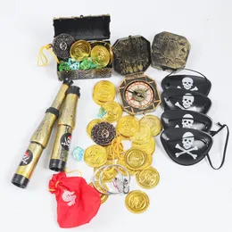 Inne świąteczne zapasy imprezy 60PCS Pirate Captain Temat Dzieci Urodziny Halloween Telescope Compass Eye Patches Treasure Toys Favor 220826