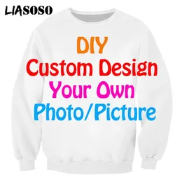 Liasoso DIY Custom Design Men S Bluza 3D Drukuj własne zdjęcia p oss men men koszulka Hip Hop Tops Sportswear D000 5 220704