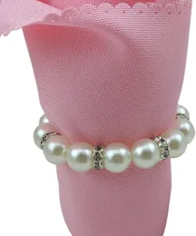 100pcs/lot White Pearls Napkin Rings結婚披露宴のためのウェディングバックルテーブルデコレーションサプライズアクセサリー