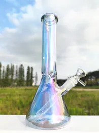 10 polegadas Triângulo Metalic Rainbow Hookah Glass Bong Recycler Tubos de água Bongos de fumaça Tigela de 14 mm de 14 mm