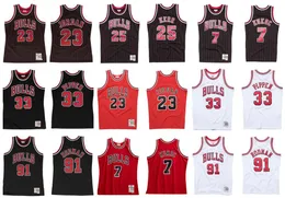 Пользовательские баскетбольные майки сшиты 91 Родман 33 Pippen 25 Kerr 7 Kukoc Jersey S6XL Mitchell Ness 199596 9798 Mesh Hardwoods Classic