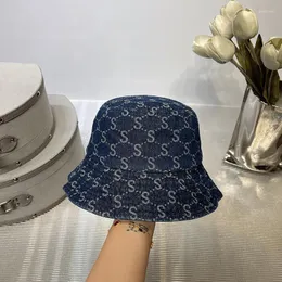 Visors Korean Summer Fisherman Hat Female Cowboy Blue Wash Letter Basin Versatile Sunscreen Face Small Bucket SnapbackVisors Scot22