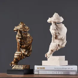 Oggetti decorativi Figurine Scultura in miniatura Decorazione Ornamento Resina Il silenzio è oro Statua Arredamento per la casa Arte moderna Artigianato Offic