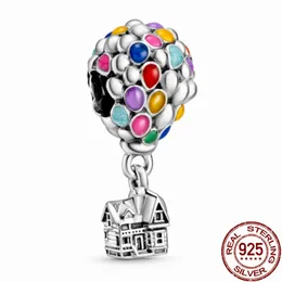 925 Srebrny Dangle Charm Balon Air and Cartoon Model koraliki damskie biżuteria Odpowiednia koralika Fit Pandora Charms Bransoletka DIY Akcesoria biżuterii