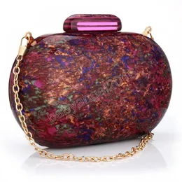 Shell Acrylic Clutch Purse Women Marble Bag Luxury Elegant Lady Evening Bag Roud Cute Purple Handbag Shoulder Bags