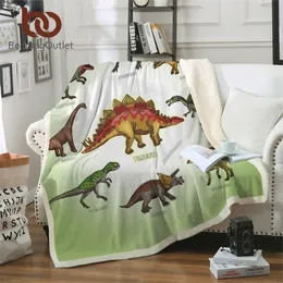 Beddingoutlet Dinosaur Family Filt för Kids Cartoon Microfiber Jurassic Plush Sherpa Throw Filt på sängen Soffa pojkar sängkläder 201111