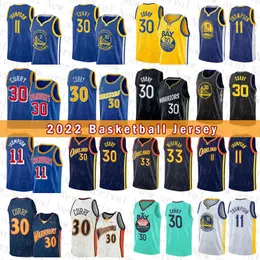 Stephen Curry James Wiseman Ky Thompson Maglia da basket Golden White State Bck Warriores 30 33 11 Giallo