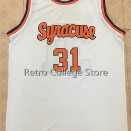 XFLSP 4ロニーセイカリ30 Billy Owens 31 Dwayne Pearl Washington Syracuse Orange 1991 Basketball Jersey College White Retro Retro Throwackカスタム