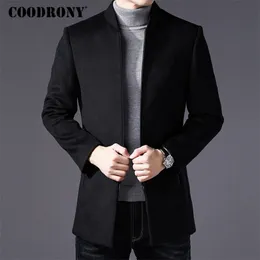 Coodrony 남자 코트 겨울 두꺼운 따뜻한 양모 코트 남자 옷 2019 슬림 착용 코트 만다린 칼라 재킷 남성 외투 남성 코트 C03 CJ191210