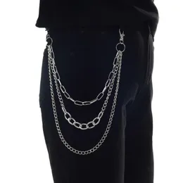Black Leather Skull Jeans Keychain With Extra Long Chain 70cm