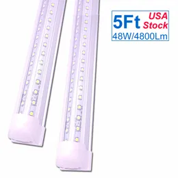 5FT LED Shop Lights , 60 Inch Linkable Integrated Tube Bulbs , V Shape 45W 48W Cooler Lights , 60'' Direct Wired Ceiling and Utility Strip Bar Lamp OEMLED