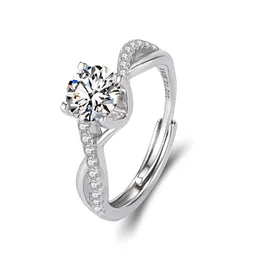 Kluster ringar d färg moçambique diamant s925 sterling silver åtta pilar twist arm niu tou diamantring en ct tom