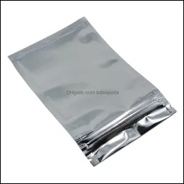 Förpackningspåsar Office School Business Industrial Open Top Sier Aluminium Foil Clear Plastic Packaging Heat Värtvakuum Pouches Bag Food Stora