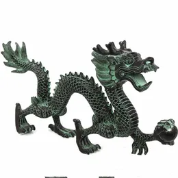 Feng Shui bronze dragon catching beads ornaments lucky home crafts decorative art T200331