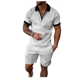 2022 Prind Summer Prind Loose Polo Tracksuits para homens Camiseta de pólo de lapela de manga curta e shorts esportivos casuais 2 conjuntos de peças sg15