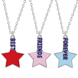 Pendant Necklaces Pieces / Set Friends Star Red Pink Blue Zinc Alloy Sister BFF Family Necklace Jewelry Gift 2022