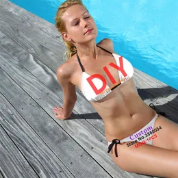 Noisydesigns Benutzerdefinierte Bild Sexy Bikini Frau Badeanzüge Sommer Beachwear Free Drop Gepolsterte Neckholder Bademode Größe 2XL 220616