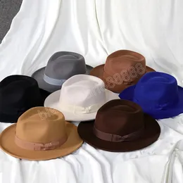 Wollfilz Frauen Männer Fedora Hüte Für Winter Herbst Elegante Dame Gangster Trilby Filz Homburg Kirche Jazz Top Hut Mann der Kappe