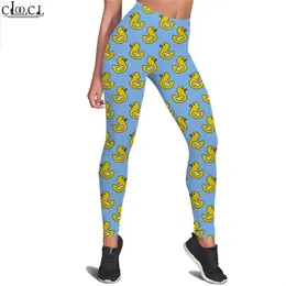 Pato amarelo estampado impressão legging lápis calças femininas jeggings de fitness feminino senhora streetwear calças de treino w220616