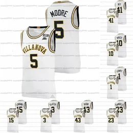 CeoA3740 Maglia da basket personalizzata Villanova Wildcats 2022 NCAA College Justin Moore Wendell Moore Caleb Daniels Slater Longino Mikal Bridges Eric