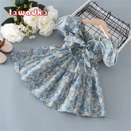 lawadka Summer Kids Girls Dress Print Print Floral Bow Dresses for Girls Fashion Princess Girls Children Clothing220622