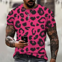 Erkek T-Shirt Erkek Giyim Lüks Tasarımcı T Gömlek Adam 3D Pembe Leopar Baskı T-shirt Tuhaf Özel Harajuku Gömlek TshirtsMen's Imon22