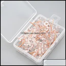 ファイリングサプライズ製品オフィススクールビジネス産業100pcs/セットプラスチック透明ローズゴールドプッシュサムタックボードピンdi