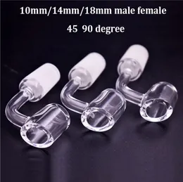 Acessórios para tubos de fumo de vidro 4mm de espessura de quartzo de espessura de clube de espessura 10mm 14 mm 18mm fêmea masculina 90 45 graus 100% Real Quartz Banger Nails