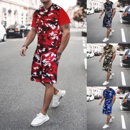 メンズジャージ男性 Tシャツセット夏迷彩 3D 印刷男性トラックスーツメンズ特大服 Tシャツショーツ衣装セットストリート