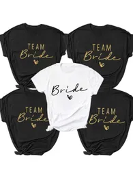 Women Team Bride Bachelorette Tops Party Shower Hen Druhna T-Shirt Dziewczyny Weddne żeńskie koszulki