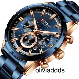 Relógios Jóias Curren Novo moda com aço inoxidável Top da marca de luxo de luxo cronógrafo quartzo assistir homens relógio masculino kk0e