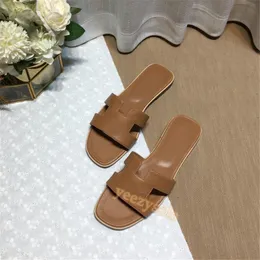 2022Oran Sandal Men Women Slippers Lychee Skin Slides Patent Leather Solid Royal Forest Green Lime Khaki Beach Slipper Designer Shoes Slide With Receipt