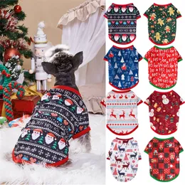 عيد الميلاد حيوانات أليفة تي شيرت XS-L حجم عيد الميلاد نمط الجرو ملابس الكلب