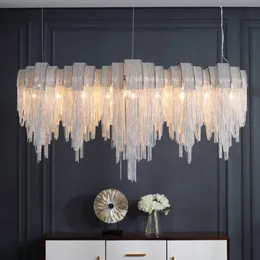 Pendant Lamps Italian design sense rectangular dining room lamp post modern living room villa personality designer tassel art chandelier