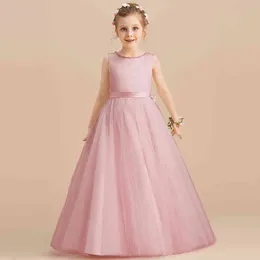 5-14 lat Dziewczyny Princess Dress Girl Ceremonia Long Prom Pink Kids Evening Party Vestidos Flower Girls Wedding Page Wedding Gown