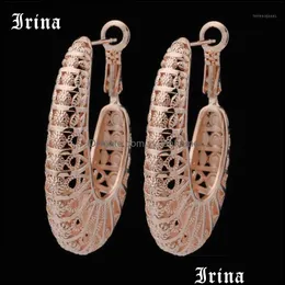 Hoop Hie Earrings المجوهرات Irina الشخصية الإبداعية تصميم كبير الحجم من الذهب الوردي حلق للمرأة المعادن المعدنية Mujer Moda1 Drop