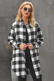 Women's Wool & Blends MAYCAUR 2022 Lapel Plaid Shirt Clothing Long-sleeved Autumn And Winter Light Mature Jacket