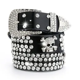 Vintage rhinestones Skull Belts for Women Wide Buckle Belt For High Quality Cow Skin Strap Female Jeans Waistband 220624