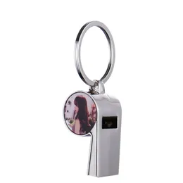 Sublimation Blank Whistle Heat Transfer Keychain Personalized DIY printing Creative Gift Pendant Key Ring Blanks