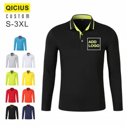 Unternehmen Anpassung Casual Polo Shirts Männer Langarm Drehen Unten Kragen Männlichen Klassischen Feste Farben Slim Fit T-shirt Homme 220614