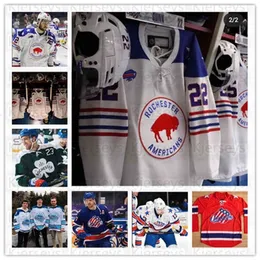 VipceoCustom Men Rochester Americans Jersey 77 Peterka 22 Quinn 72 McInnnis 81 Murray 25 Ruotsalaimen 26 Jobst 7 Prow 11 Kevin