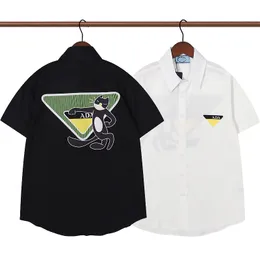 Летние мужские рубашки дизайнерские повседневные черные кошачьи пуговица кнопка ладель кардиган с коротким рукавом высококачественный модный мужской футболка для рубашек Mens