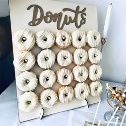 20/9 Sticks Wooden Donut Wall Donut Display Holder Wedding Party Table Decoration Baby Shower Donuts Birthday Party Supplies 200929