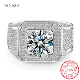 Panash Luxury Men Ring Dired Jewelry мужское обручальное кольцо на искреннее серебряное серебряное ювелирные изделия Big 2,0 -c -циркония алмазные кольца для мужчин