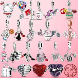 925 sterling silver dingle charm smycken lila rosa ädla hjärtstjärna månpärlor pärla passform pandora charms armband diy smycken tillbehör