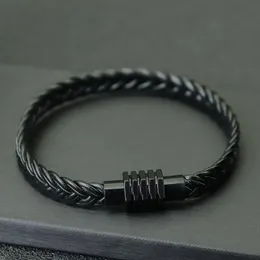 Charm armband män läder armband hiphop rock braclet för hombre vävd punk braslet gåva honom magentisk brazalete manlig tillbehörscharm