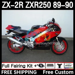 Motorcykelkropp för Kawasaki Ninja ZX2R ZXR250 ZX 2R 2 R R250 ZXR 250 89-98 BODYWORK 8DH.84 ZX2 R ZX-2R ZXR-250 89 90 ZX-R250 1989 1990 Full Fairings Kit Factory Red