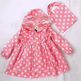 90-130cm yellow/pink polka dots child princess raincoat rainwear for children kid girls baby rain coat poncho waterproof trench 201015