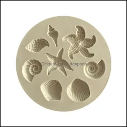 كعكة النجوم Mod Mod Ocean Biological Conch Sea Shells Chocolate Sile Mould DIY المطبخ السائل أدوات WB2588 إسقاط تسليم 2021 تعديل الخبز bakew