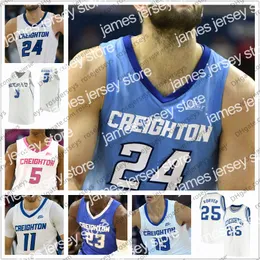 NCAA Jersey Creighton Bluejays 2020 Basketball # 13 기독교 주교 23 Damien Jefferson Korver Thomas McDermott Hommes Jeunesse Kid Bleu Rose Blanc